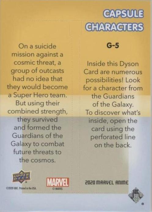 Guardians of the Galaxy back card image