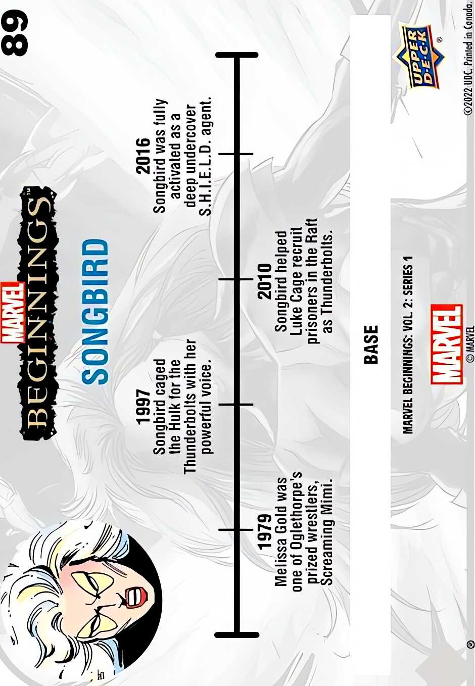 Songbird back card image
