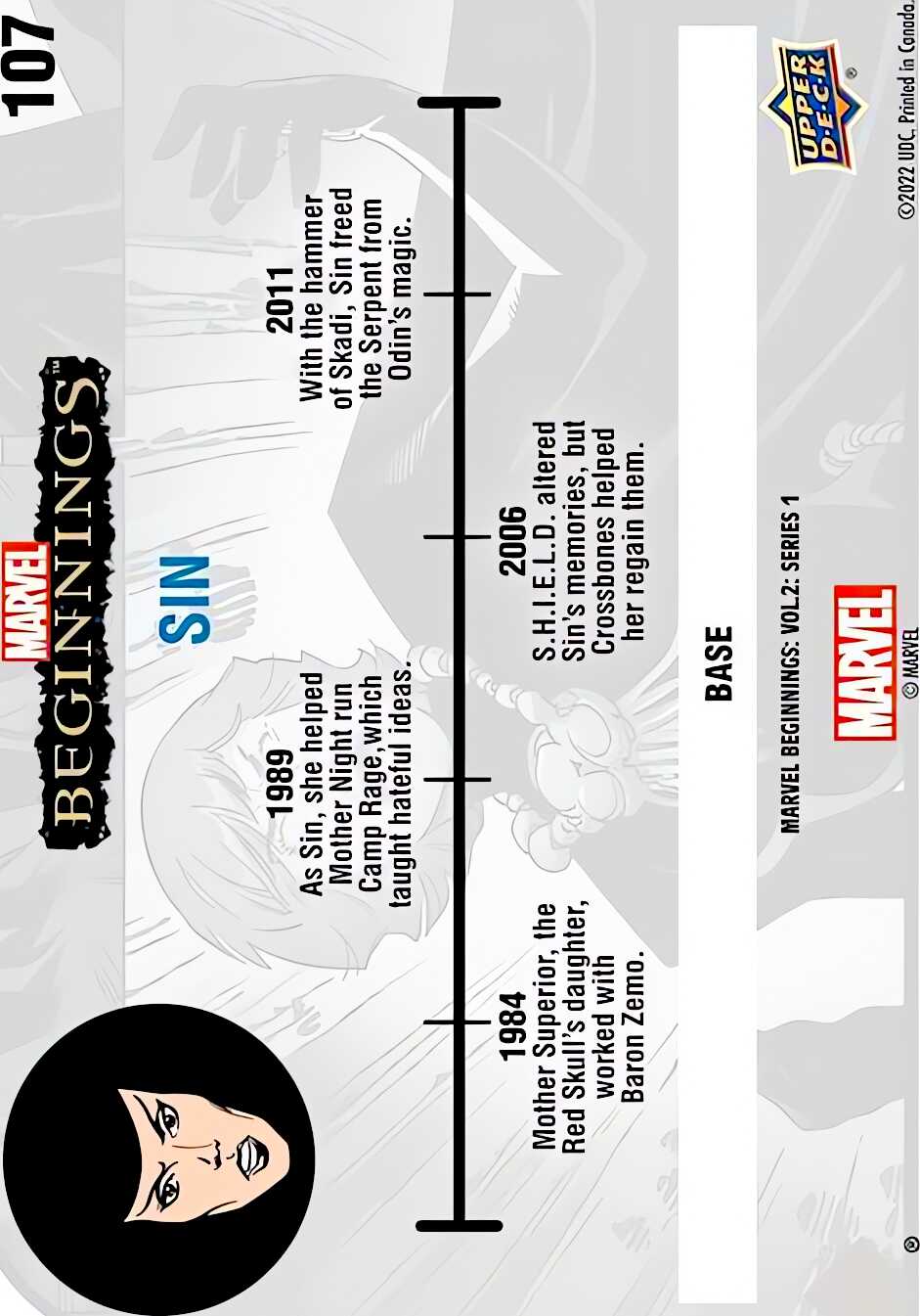 Sin back card image