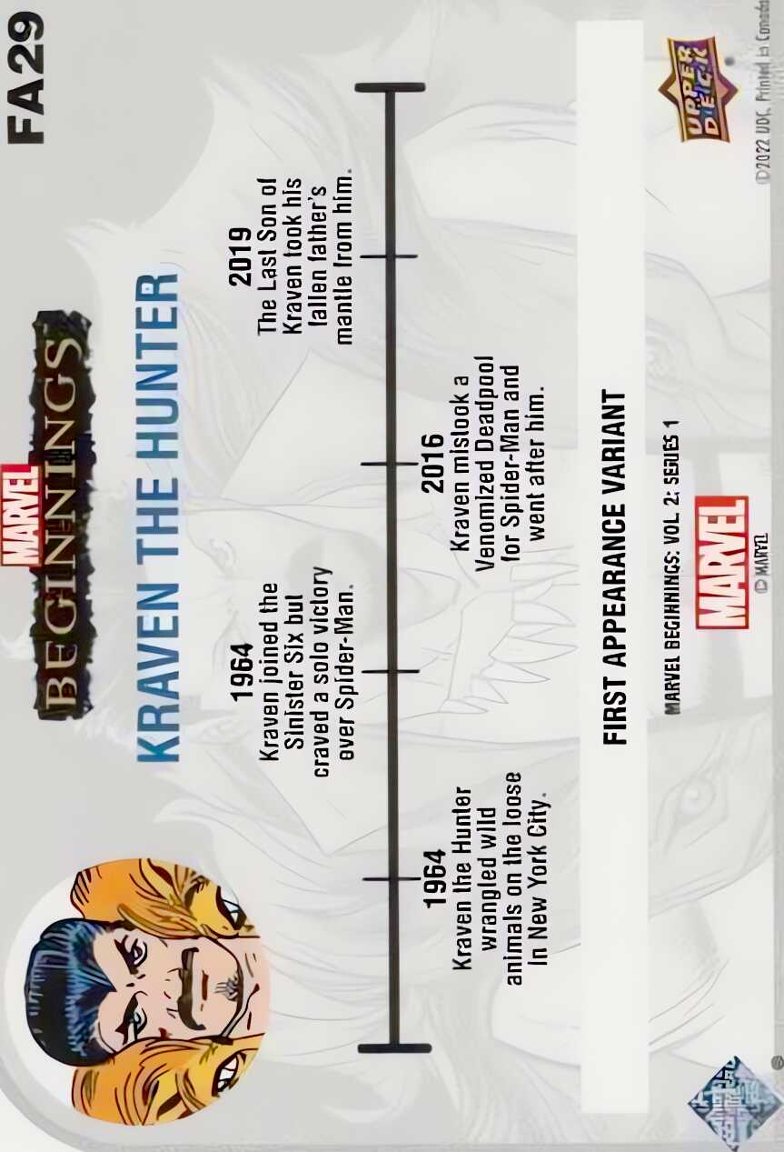 Kraven The Hunter back card image