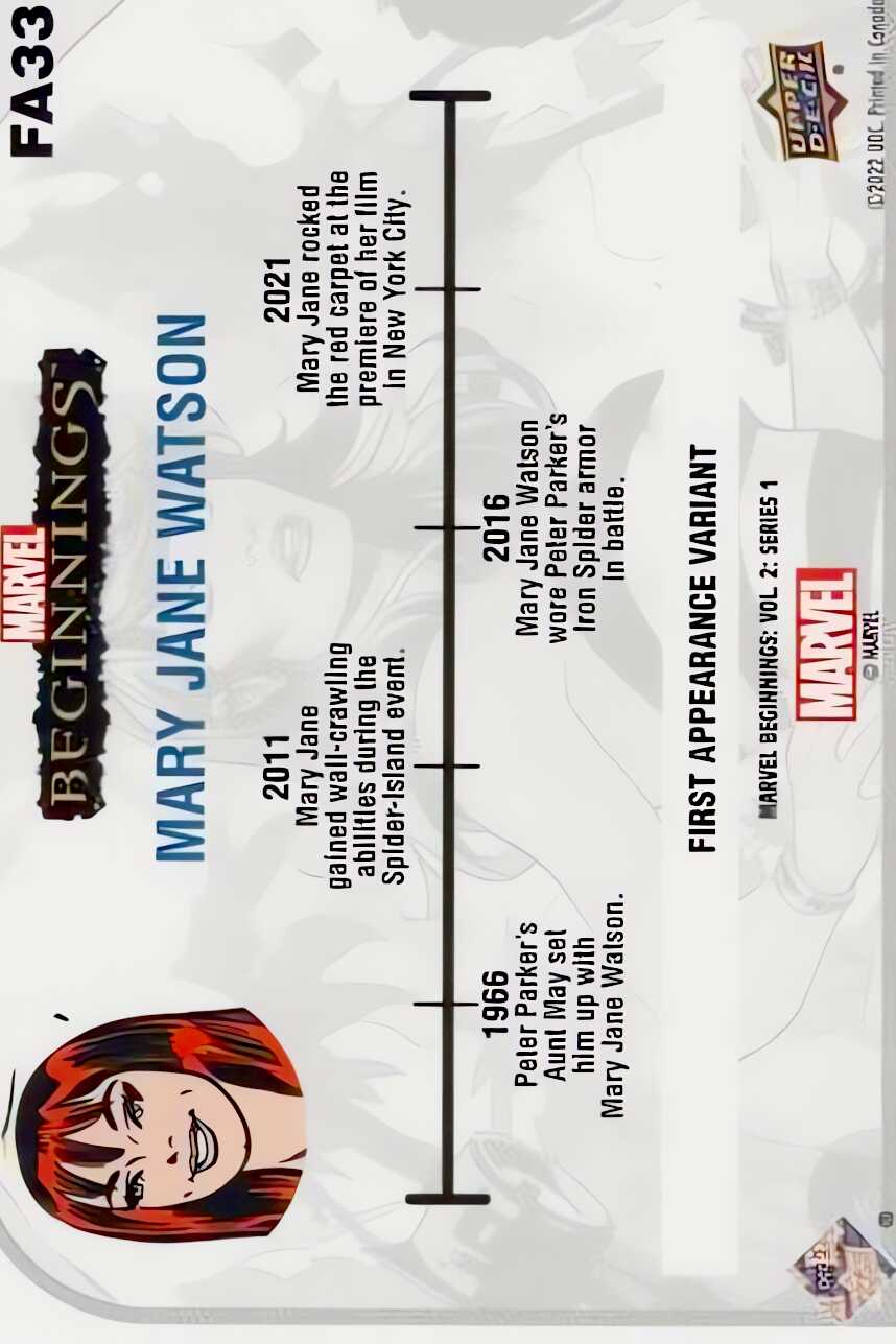 Mary Jane Watson back card image