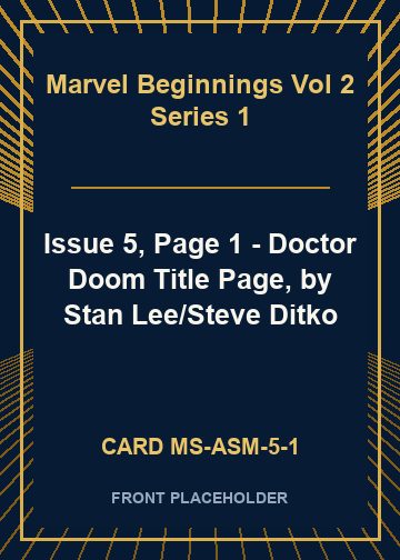 Issue 5, Page 1 - Doctor Doom Title Page, by Stan Lee/Steve Ditko front card image