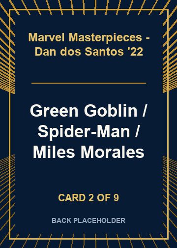 Green Goblin / Spider-Man / Miles Morales back card image
