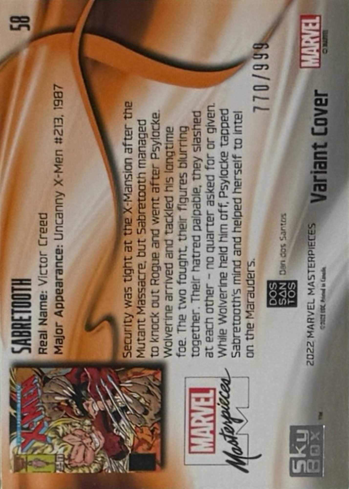 Sabretooth back card image
