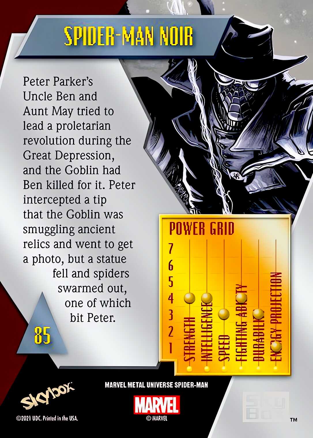 Spider-Man Noir back card image