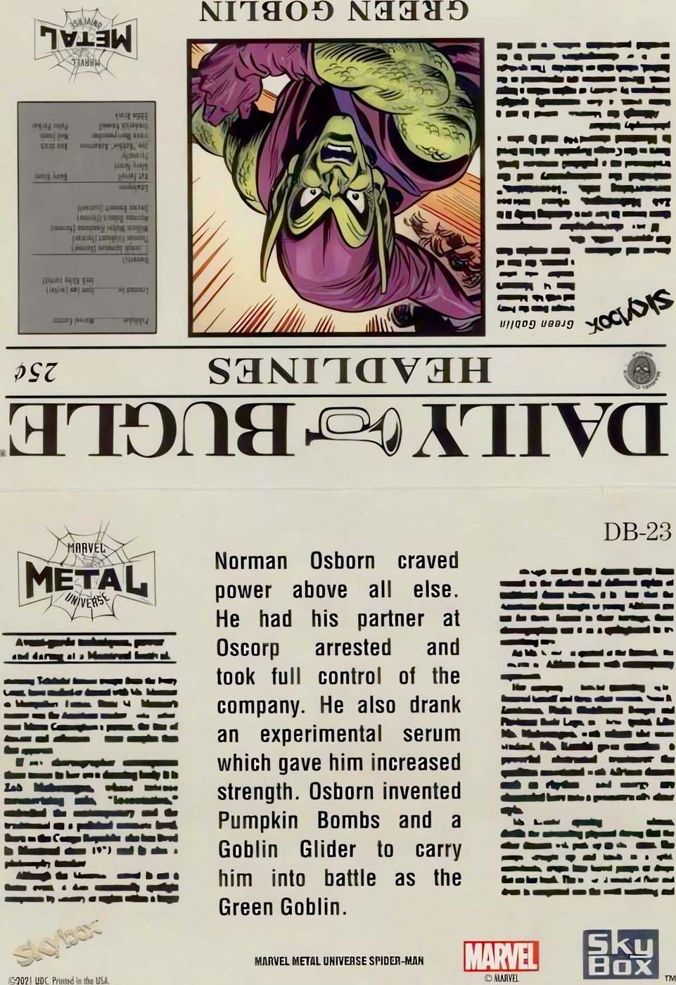Green Goblin back card image