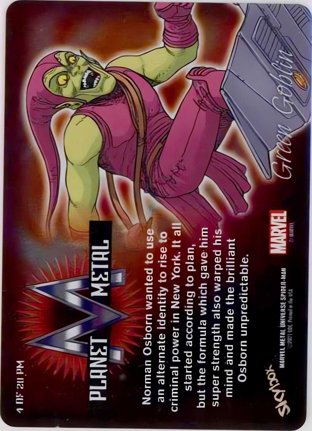 Green Goblin back card image