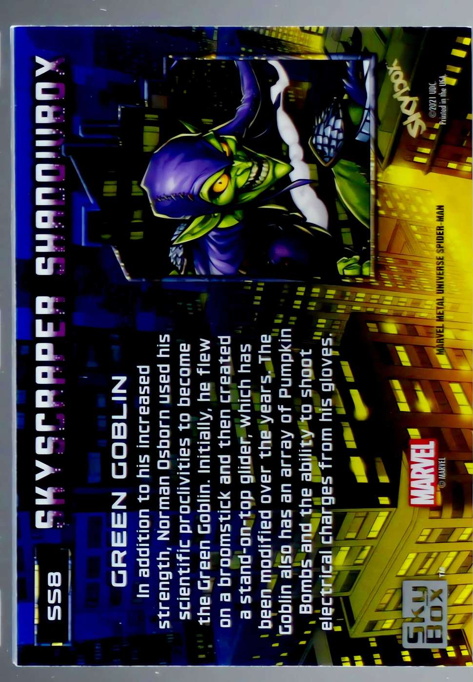 Green Goblin back card image