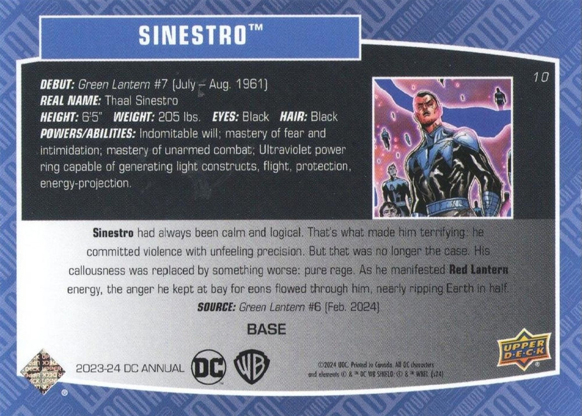 Sinestro back artwork