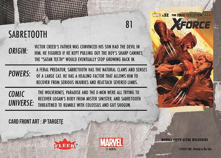 Sabretooth back card image