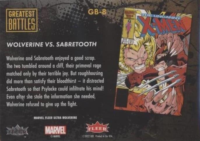 Wolverine vs. Sabretooth back card image