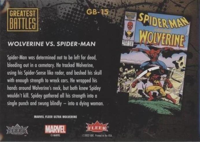 Wolverine vs. Spider-Man back card image