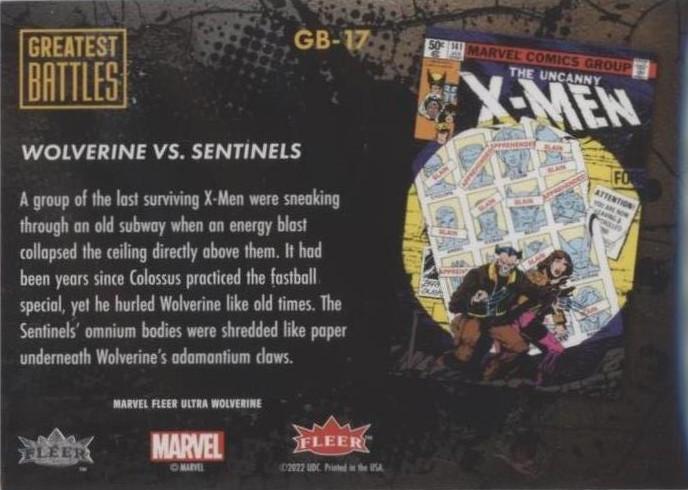 Wolverine vs. Sentinels back card image