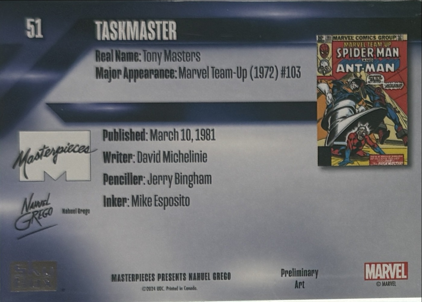Taskmaster back card image