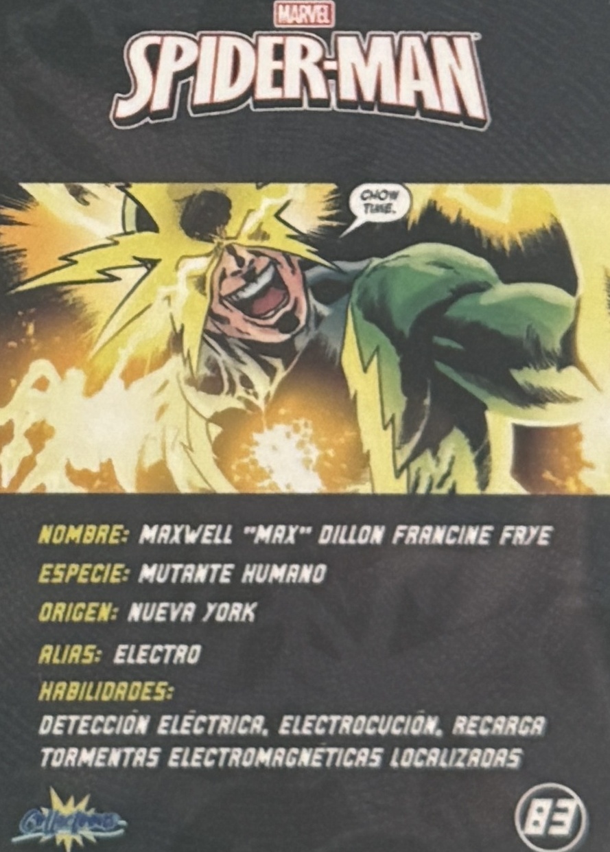 Maxwell "Max" Dillon Francine Frye / Electro back card image
