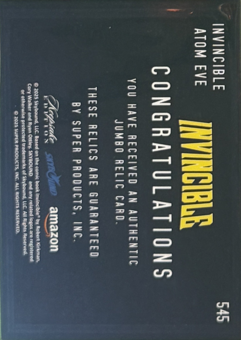 Invincible/Atom Eve back card image