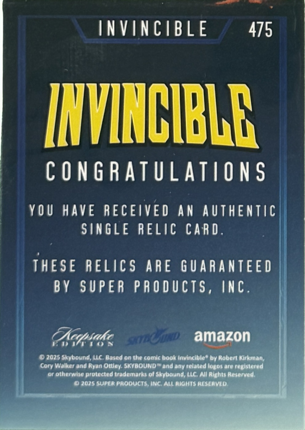 Invincible back card image
