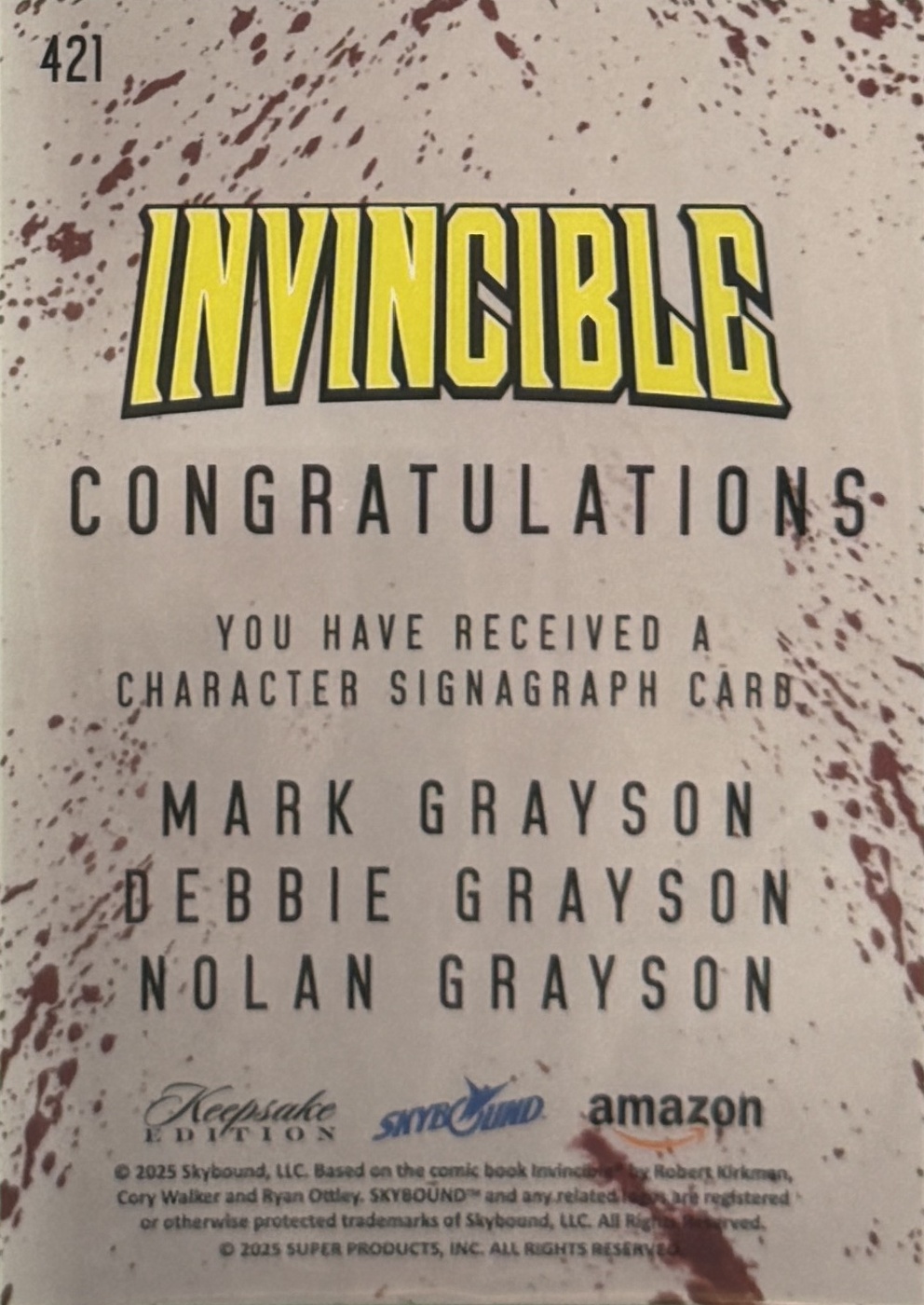 Mark Grayson/Debbie Grayson/Nolan Grayson back card image