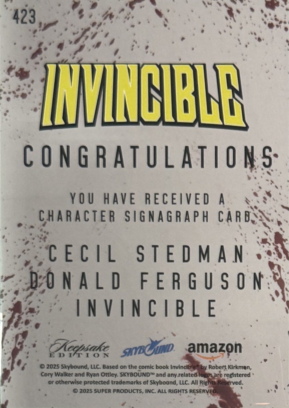 Cecil Stedman/Donald Ferguson/Invincible back card image