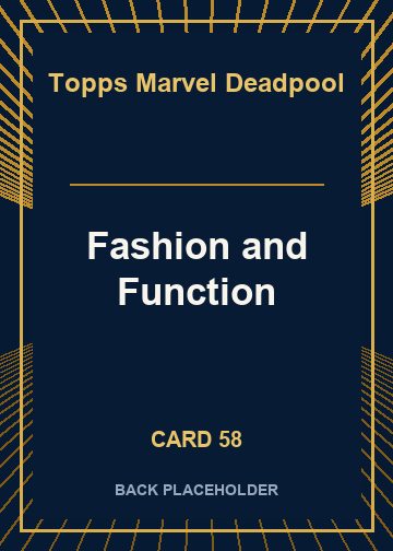 Fashion and Function back card image