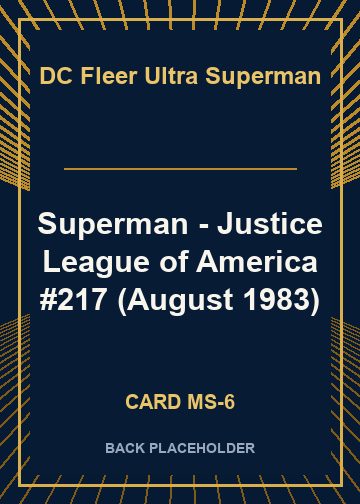 Superman - Justice League of America #217 (August 1983) back card image