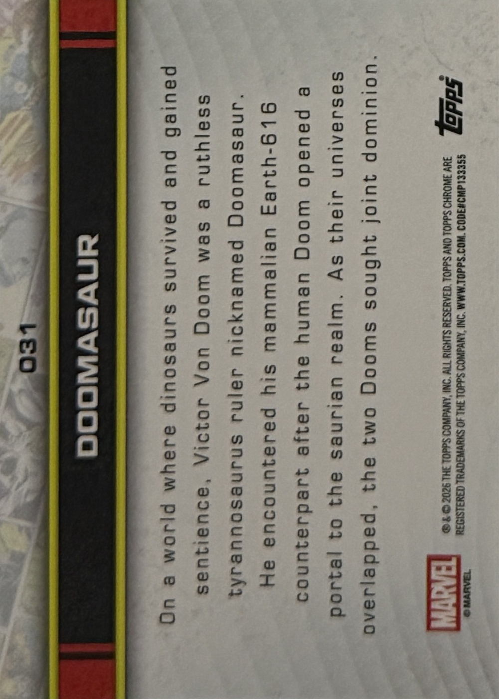 Doomasaur back artwork