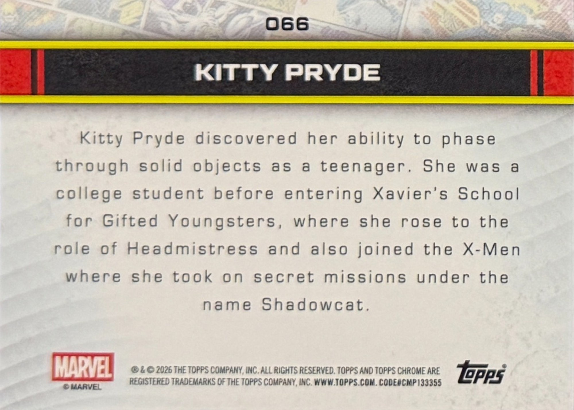 Kitty Pryde back card image