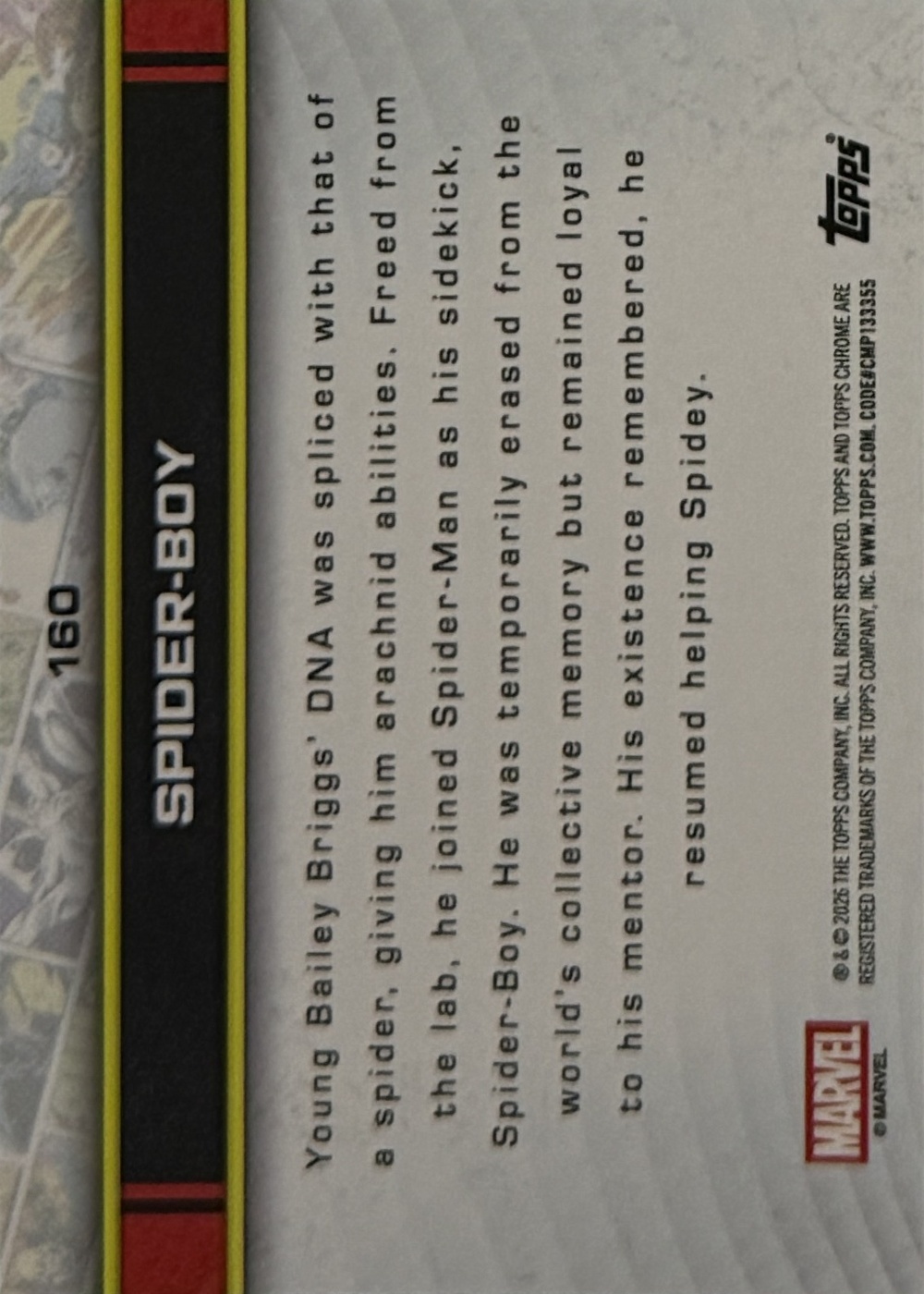 Spider-Boy back card image