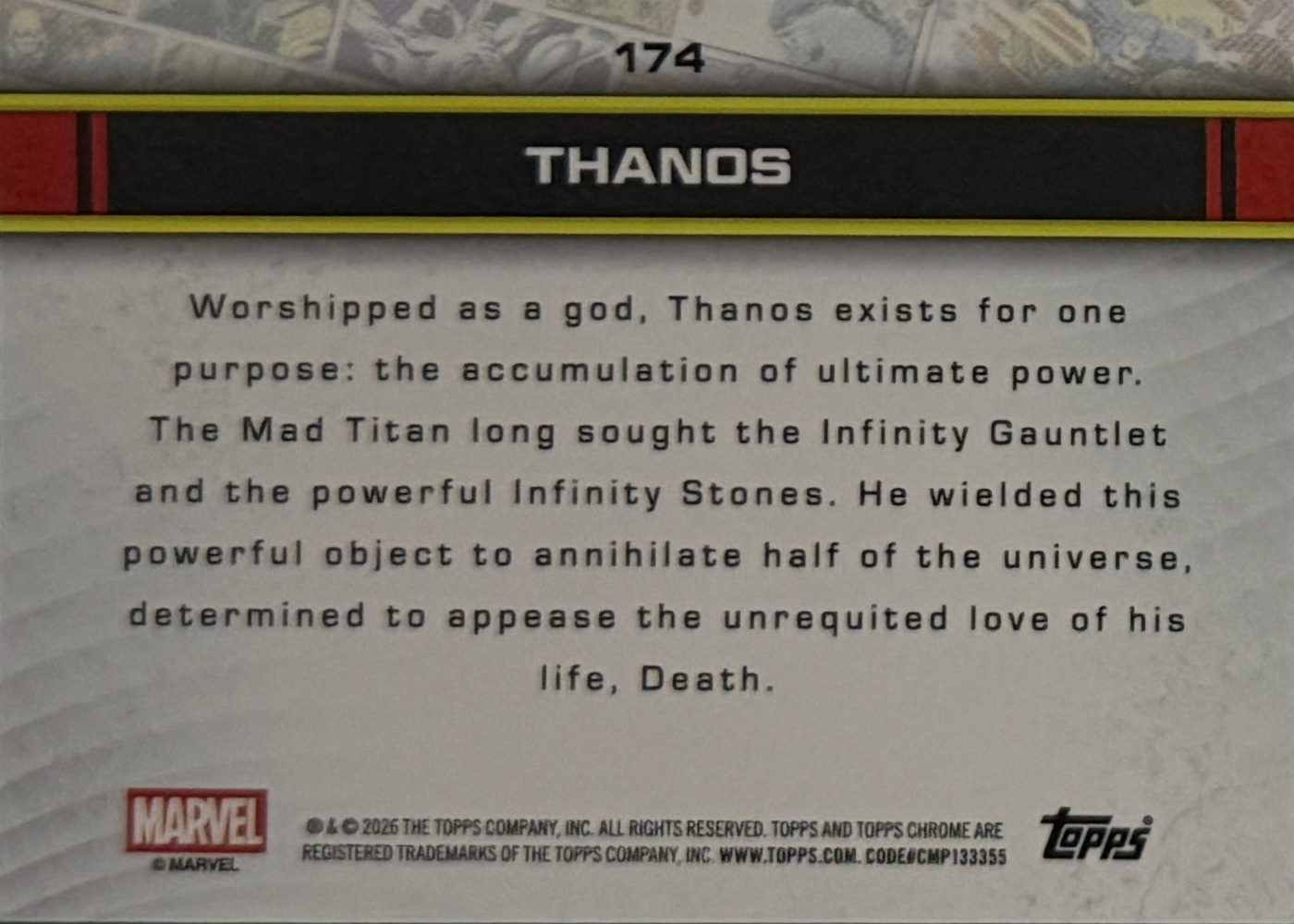 Thanos back card image