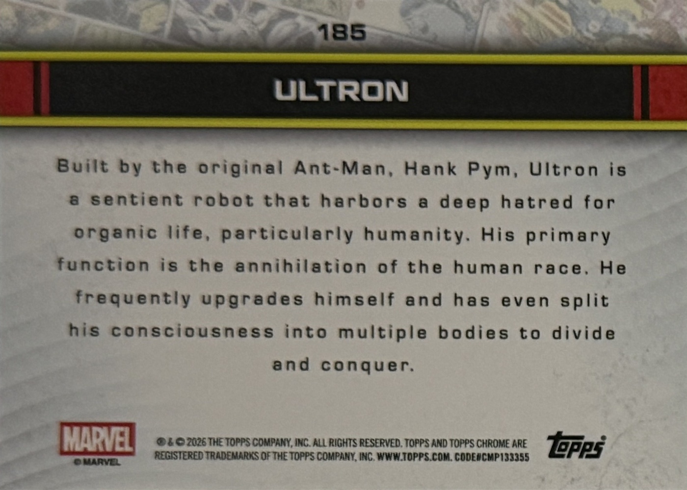 Ultron back card image