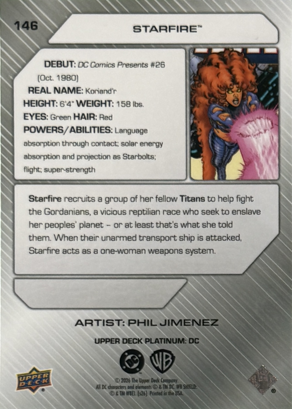 Starfire back card image