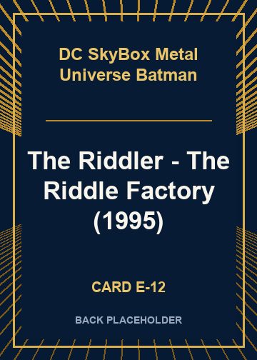 The Riddler - The Riddle Factory (1995) back card image