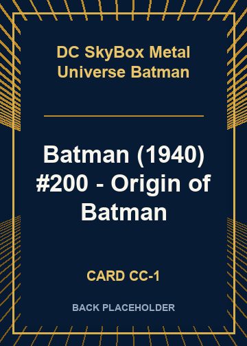 Batman (1940) #200 - Origin of Batman back card image