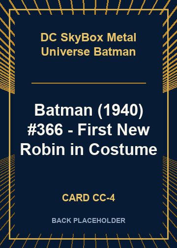 Batman (1940) #366 - First New Robin in Costume back card image