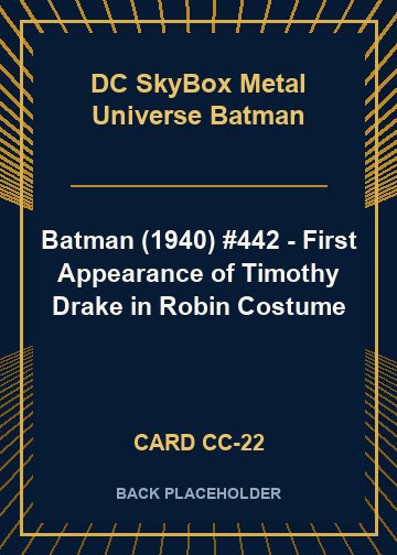 Batman (1940) #442 - First Appearance of Timothy Drake in Robin Costume back card image