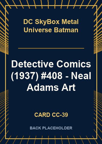 Detective Comics (1937) #408 - Neal Adams Art back card image