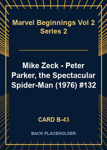 Mike Zeck - Peter Parker, the Spectacular Spider-Man (1976) #132 back card image