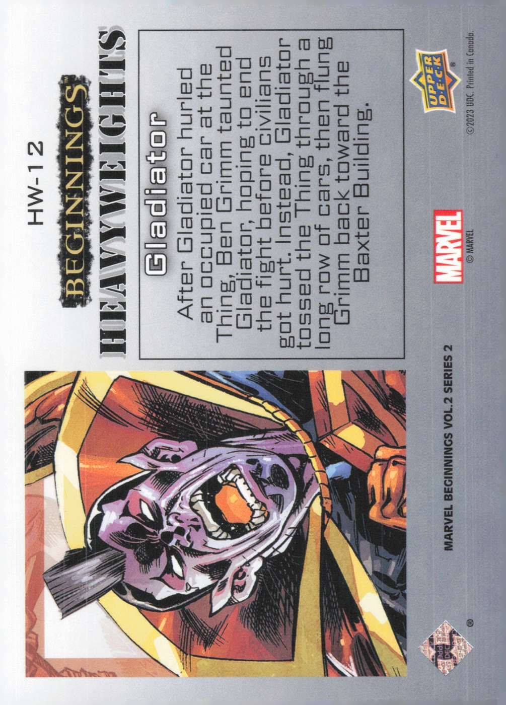 Gladiator back card image