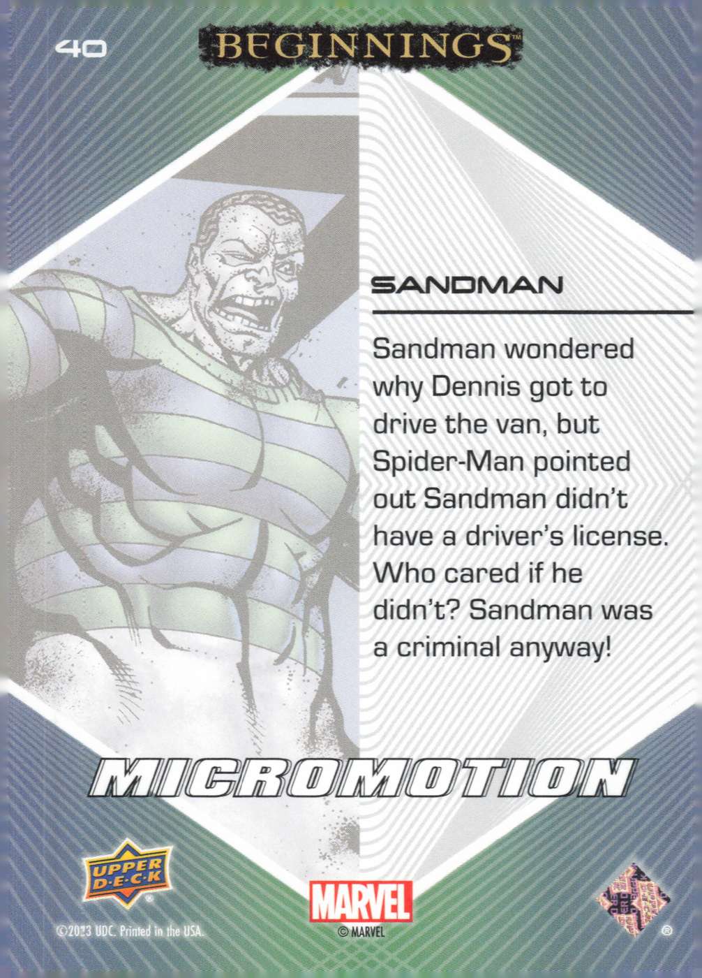 Sandman back card image