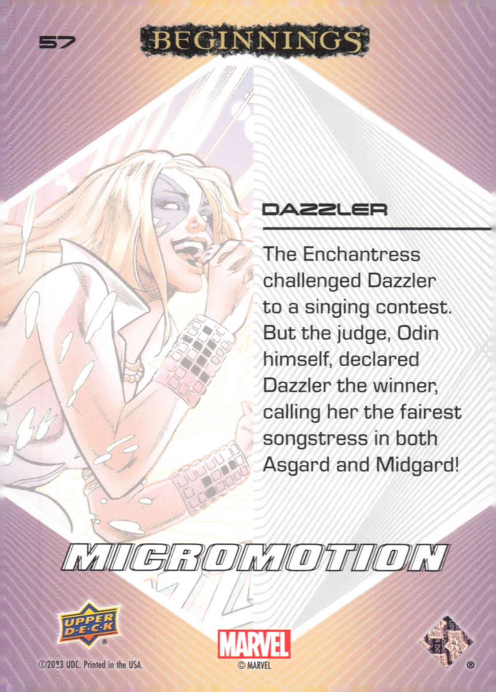Dazzler back card image
