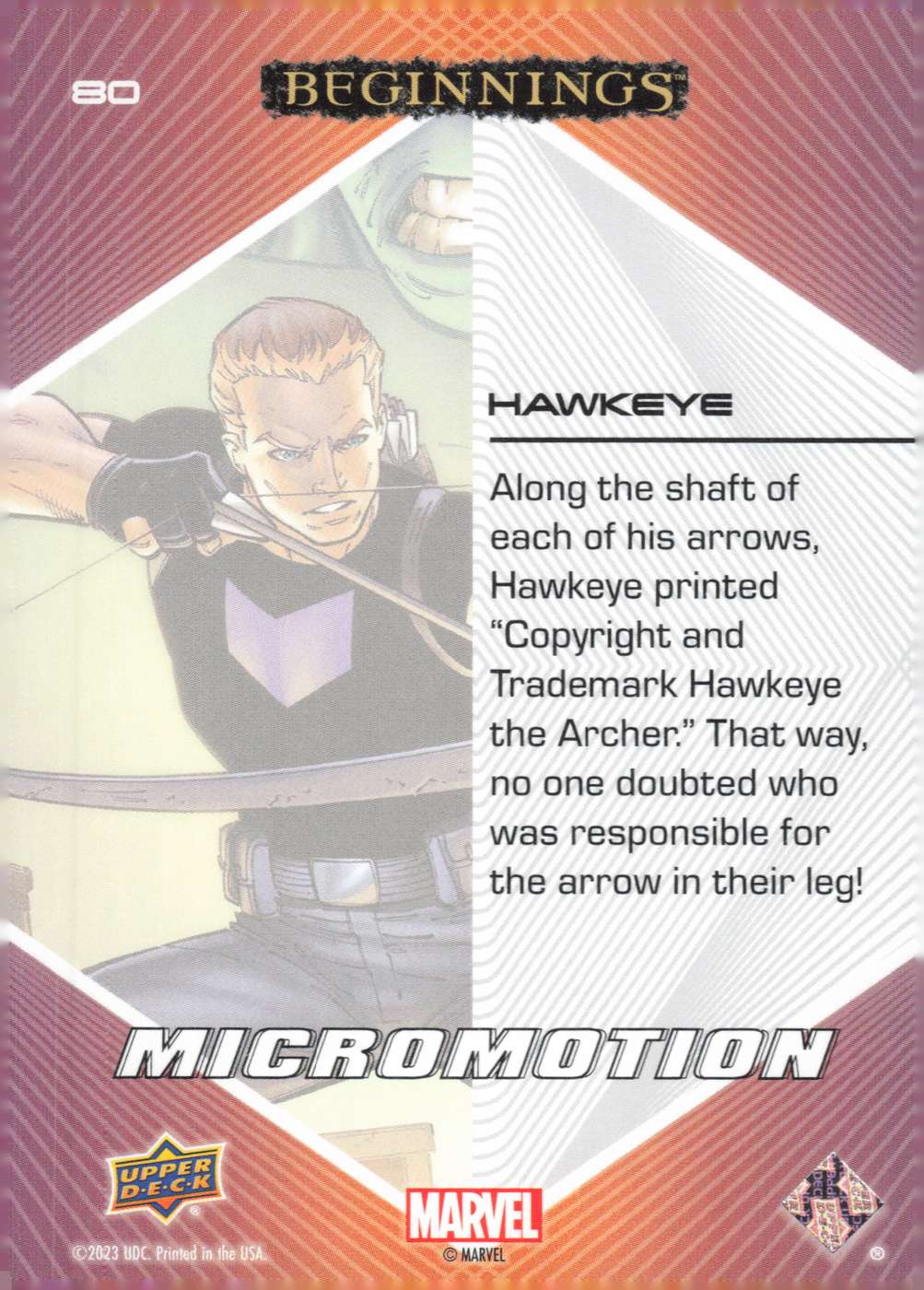 Hawkeye back card image