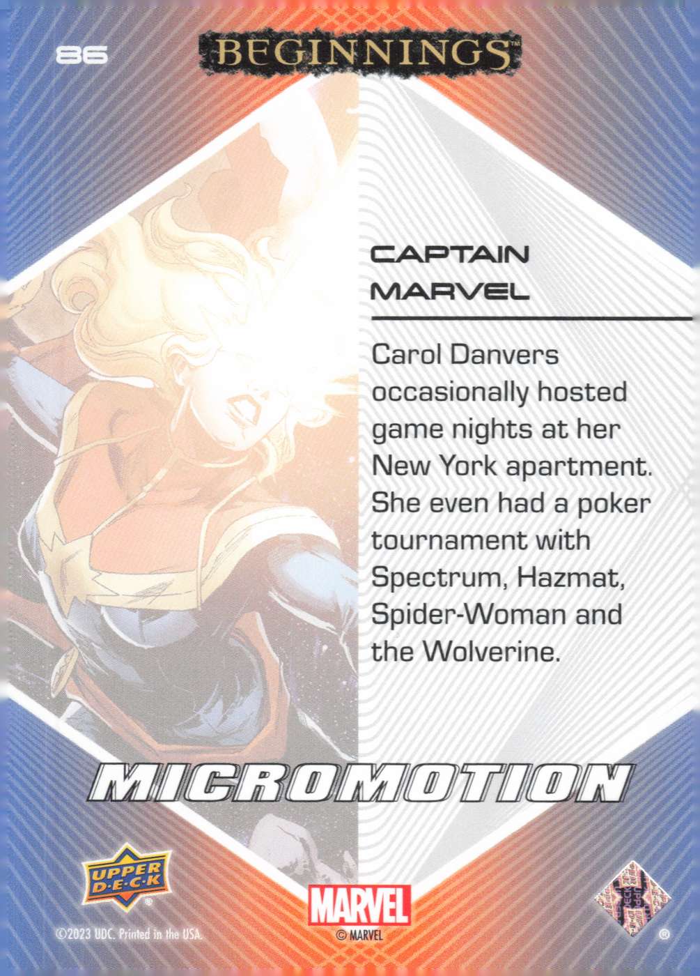 Captain Marvel back card image